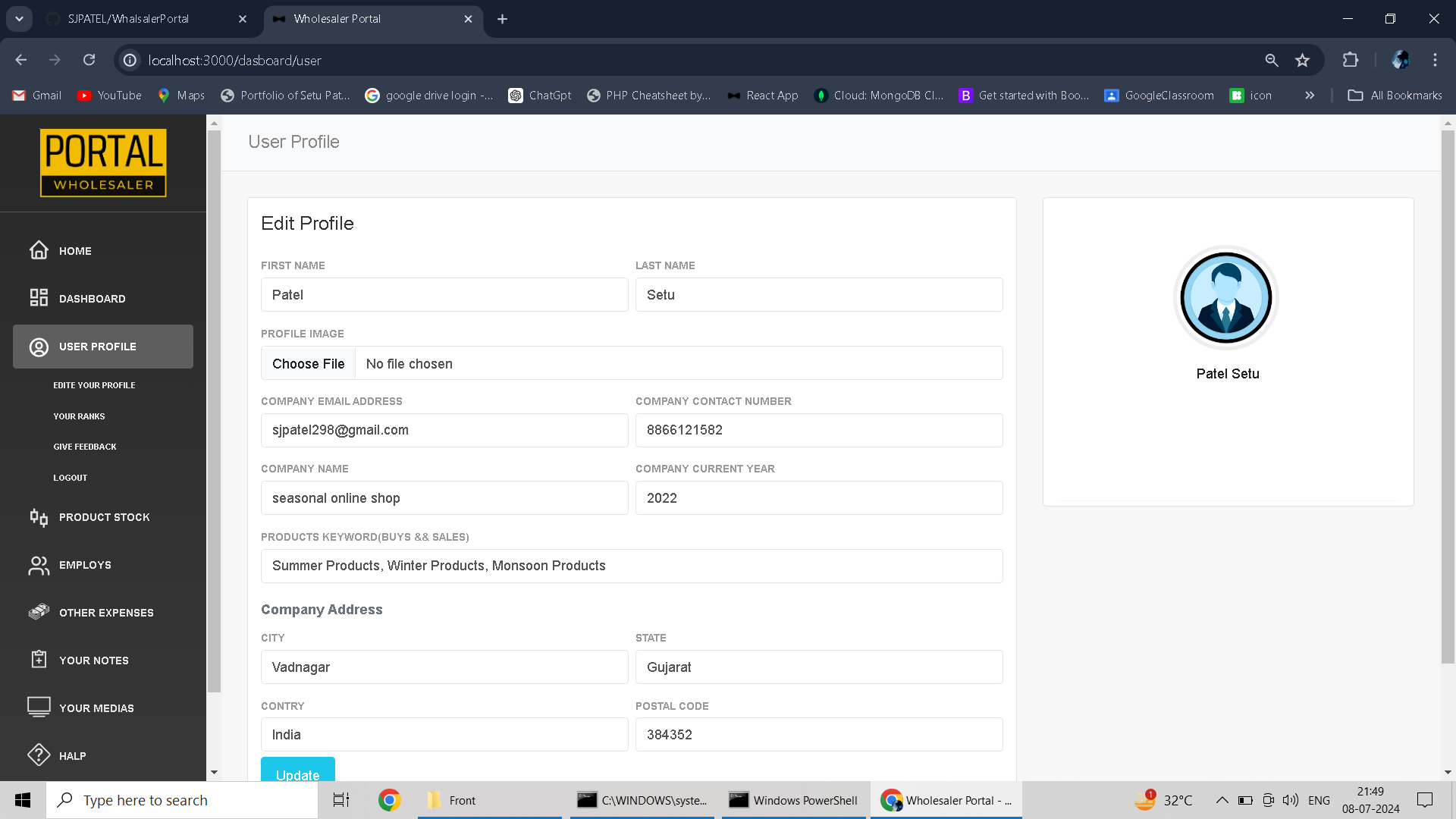 Portfolio of Setu Patel | Developer
